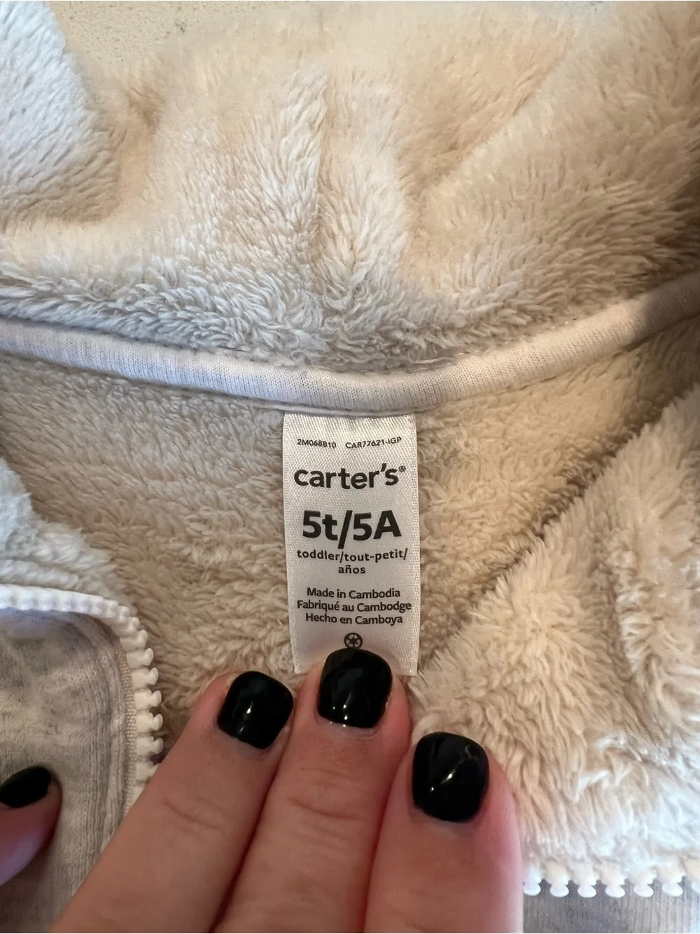 Carter’s Girls Hooded Zip Lined Jacket - Light Gray - 5T